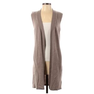 Adrienne Vittadini 100% Cashmere Long Sleeveless Sweater Taupe Brown Gray XS